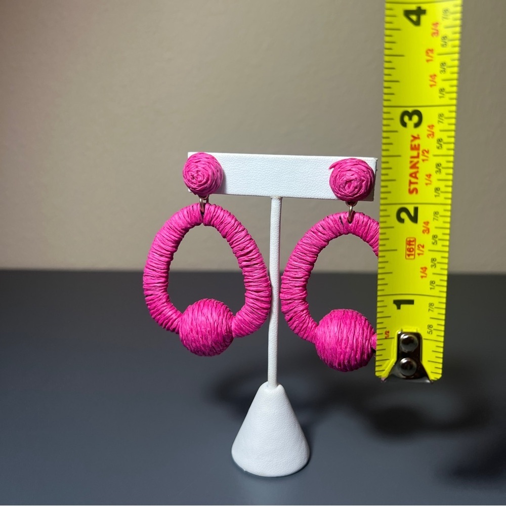 Straw Husk Earrings 3 Pairs Pink Turquoise - Picture 8 of 8